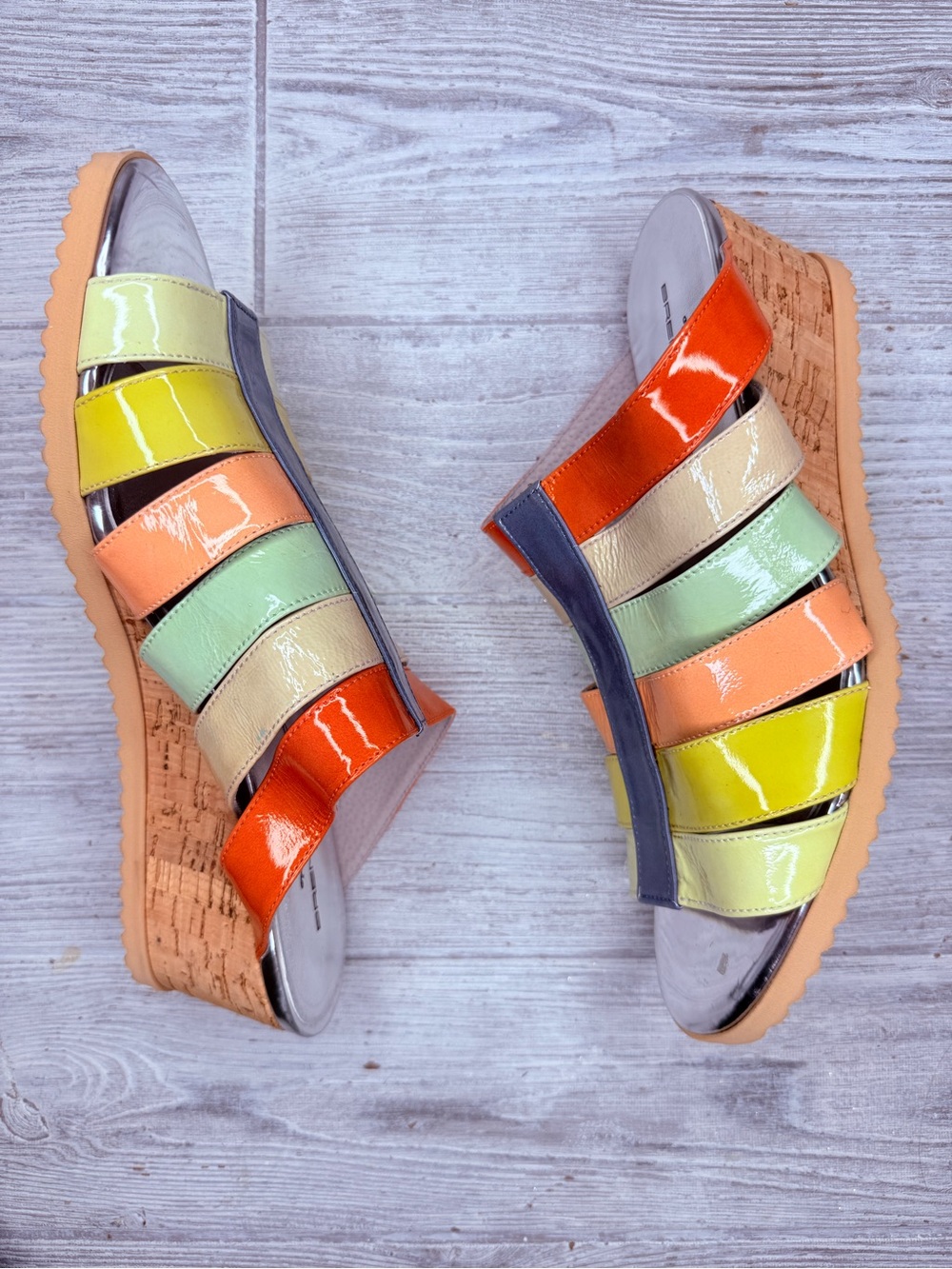 NWOT These Brenda zaro strappy sandals leather rainbow slip on shoes 41/8.5
